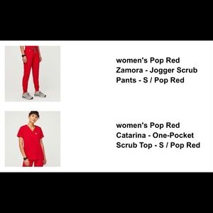 Figs Pop Red Womens Scrub Set Size Small